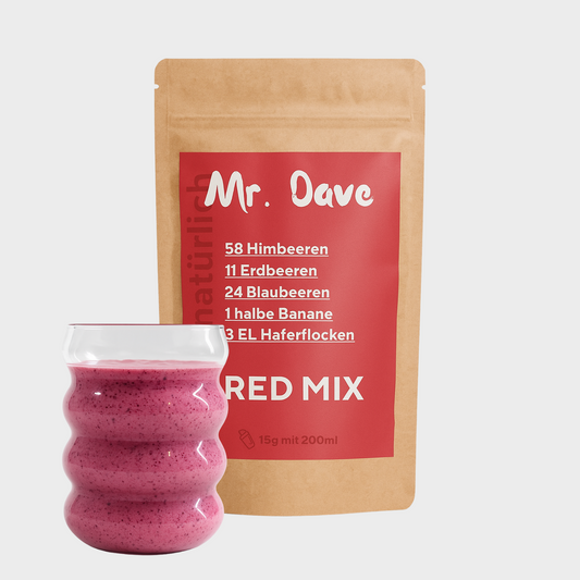 Smoothie Pulver mit Glas voll mit Smoothie