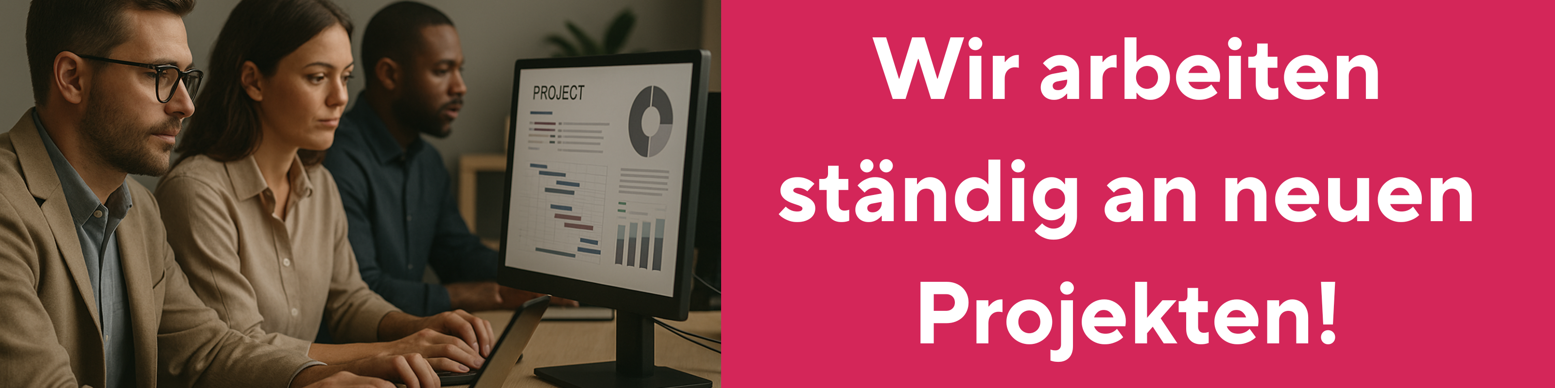 Team arbeitet gemeinsam an neuen Projekten – Banner von Mr. Dave